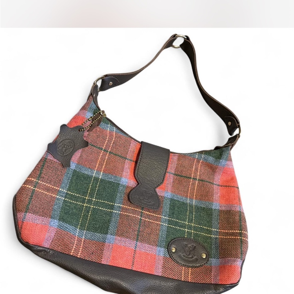 Glassons Red and Green Plaid Shoulder Bag